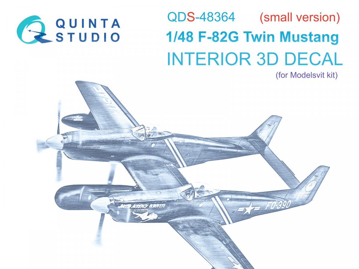 Quinta Studio QDS-48364 F-82G Twin Mustang 3D-Printed &amp; colored Interior on decal paper (Modelsvit) (Small version) 1/48