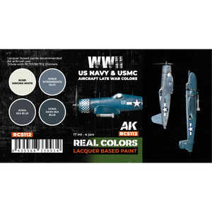 AK Interactive RCS112 WWII US Navy &amp;amp; USMC Aircraft Late War Colors 4x17ml – immagine 2