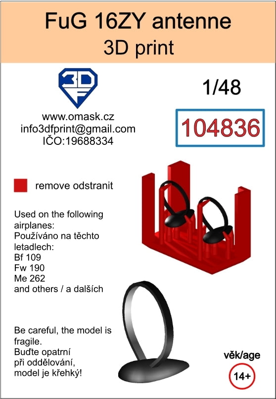 Omask 104836 FuG ZY antenne 3D print 1/48 – zdjęcie 2