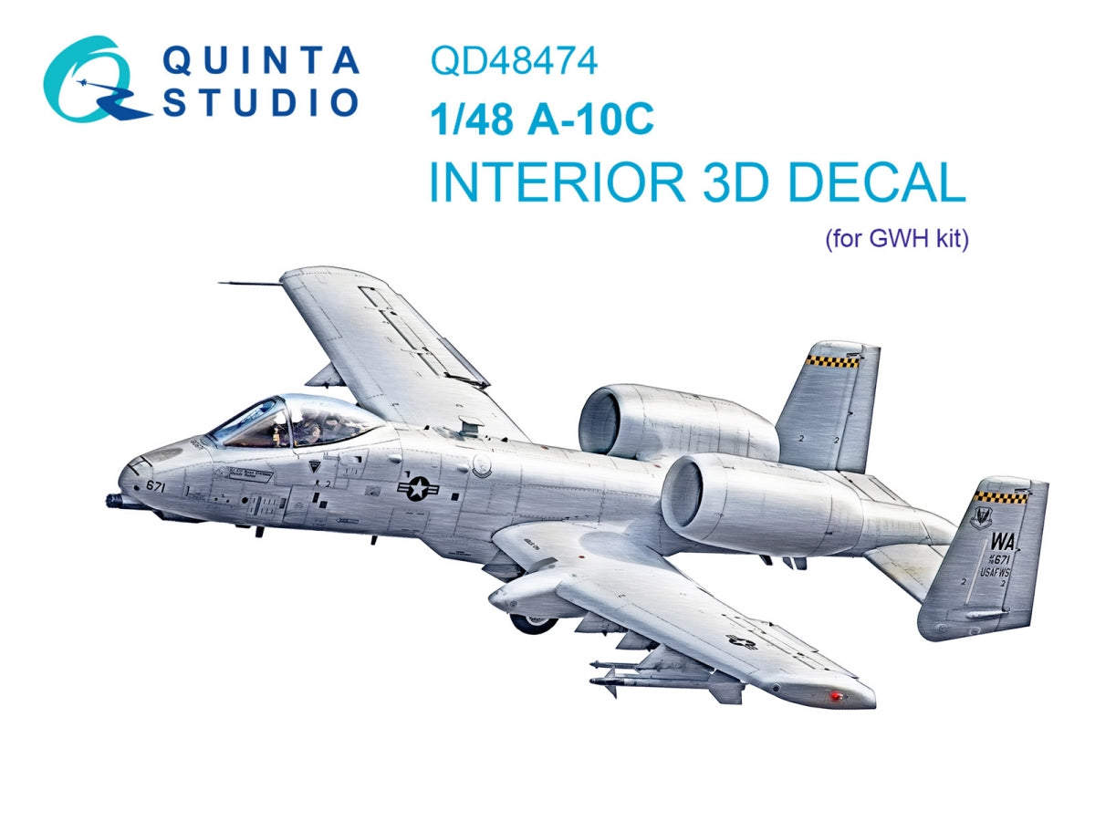 Quinta Studio QD48474 A-10C 3D-Printed coloured Interior on decal paper (GWH) 1/48