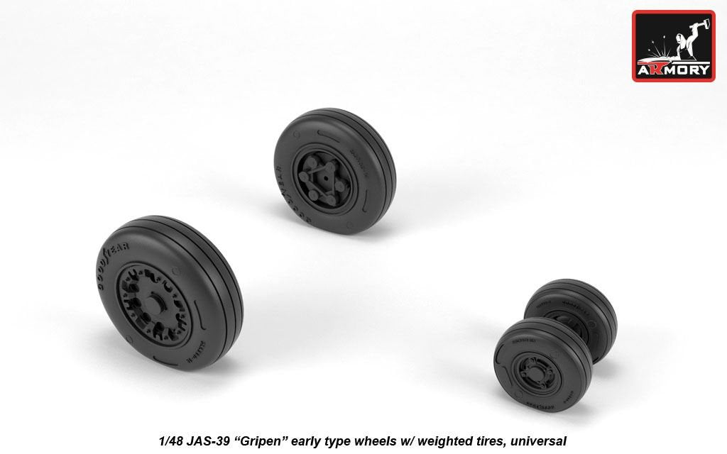 Armory Models AW48503 JAS-39 Gripen wheels w/ weighted tires, early 1/48