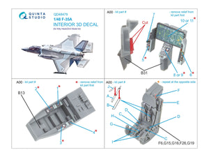 Quinta Studio QD48479 F-35A 3D-Printed &amp;amp; coloured Interior on decal paper (Kitty Hawk/Zimi Model) 1/48 – imagen 2