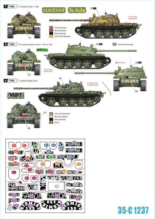 Star Decals 35-C1237 Domovinski Rat / Guerre de la Patrie 1991-95. T-55A. 1992-93 1/35 – image 2