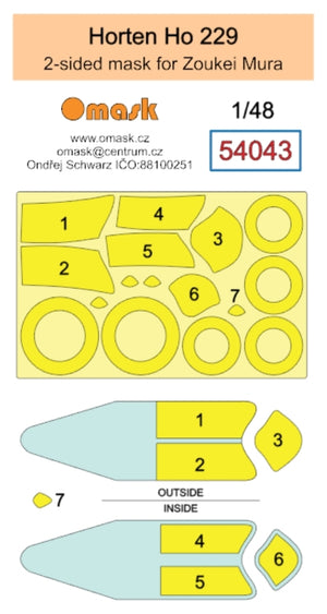 Omask 54043 Horten Ho 229 double-sided mask (for Zoukei Mura) 1/48 – immagine 2