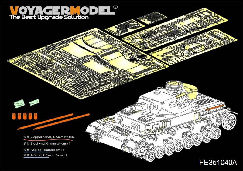 Maquette Voyager PE351040A Char allemand Pz.Kpfw.IV Ausf.F1 Basic (version A sans munitions incluses) (pour Border BT-003) 1/35
