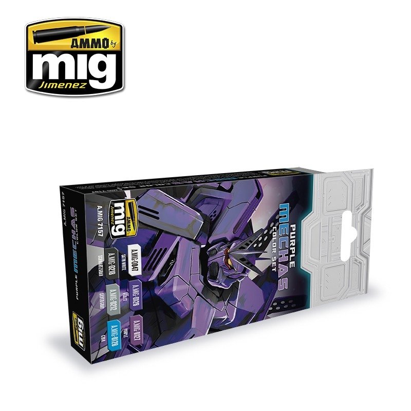 AMMO of Mig Jimenez 7157 PURPLE MECHAS COLOR SET 6x17ml – imagen 2