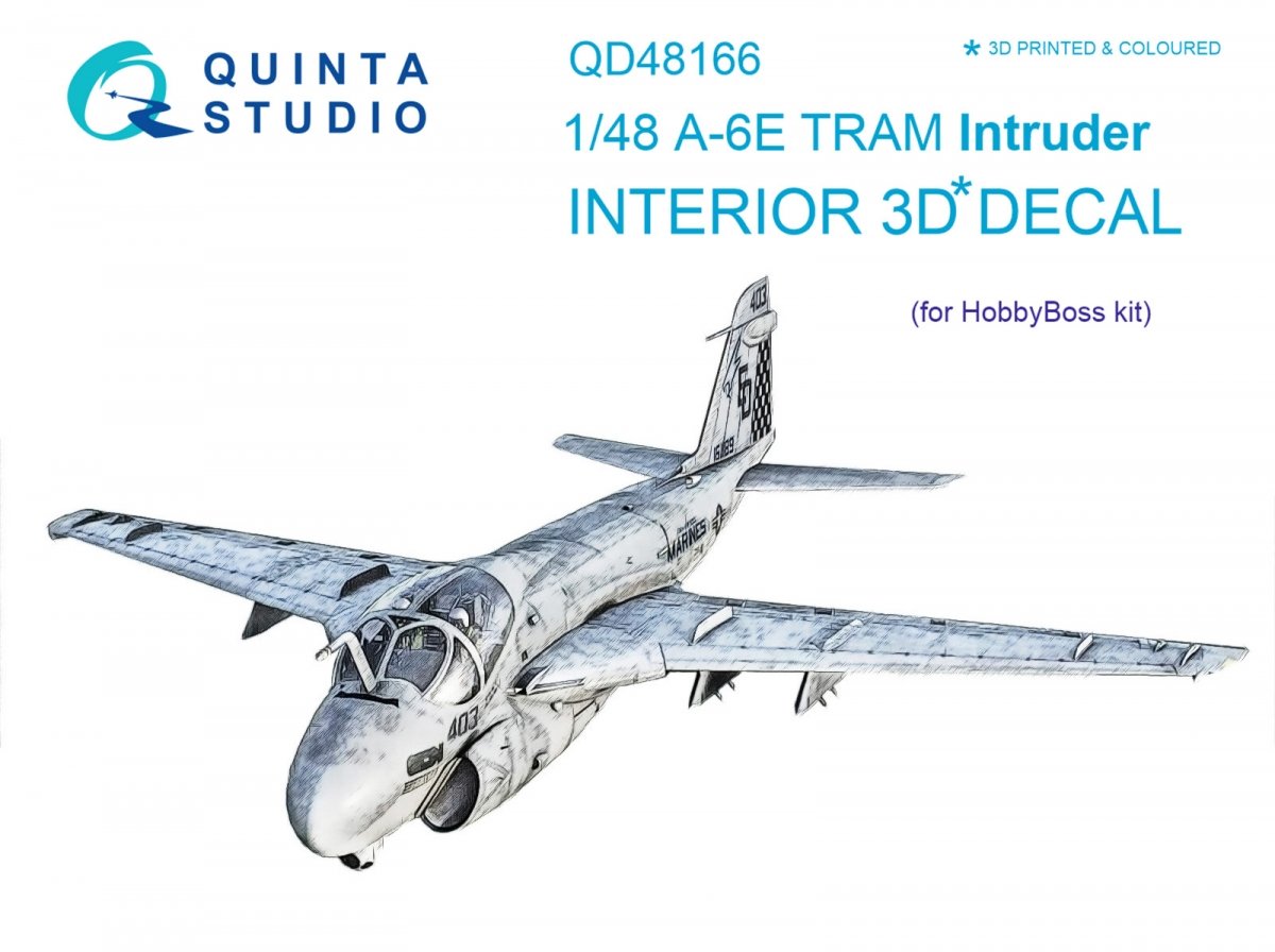 Quinta Studio QD48166 A-6E TRAM Intruder 3D-Printed &amp;amp; coloured Interior on decal paper (for HobbyBoss kit) 1/48