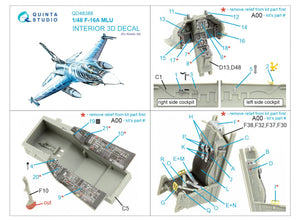 Intérieur imprimé en 3D et coloré sur papier décalcomanie Quinta Studio QD48388 F-16A MLU (Kinetic) à l&amp;#39;échelle 1/48 – image 2