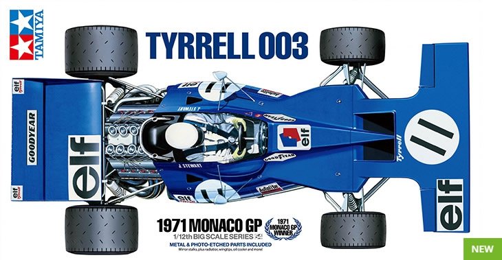 Tamiya 12054 Tyrrell 003 Grand Prix de Monaco 1971, échelle 1/12