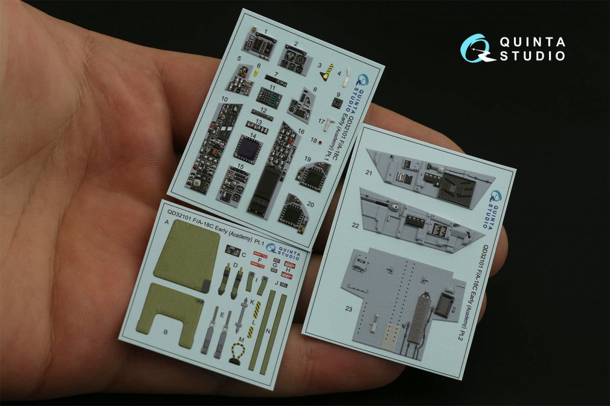 Quinta Studio QD32101 F/A-18C Early 3D-Printed &amp;amp; coloured Interior on decal paper (for Academy kit) 1/32 – immagine 2