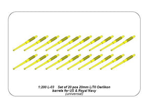 Aber 200L-03 Zestaw 20 luf 20 mm L/70 Oerlikon Mk.10 do okrętów US 1/200 – imagen 4
