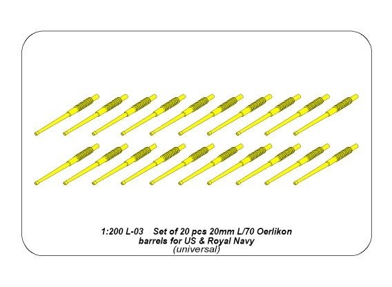 Aber 200L-03 Zestaw 20 luf 20 mm L/70 Oerlikon Mk.10 do okrętów US 1/200 – imagen 4