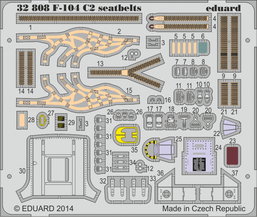 Ceintures de sécurité Eduard 32808 F-104 C2 1/32 Italeri