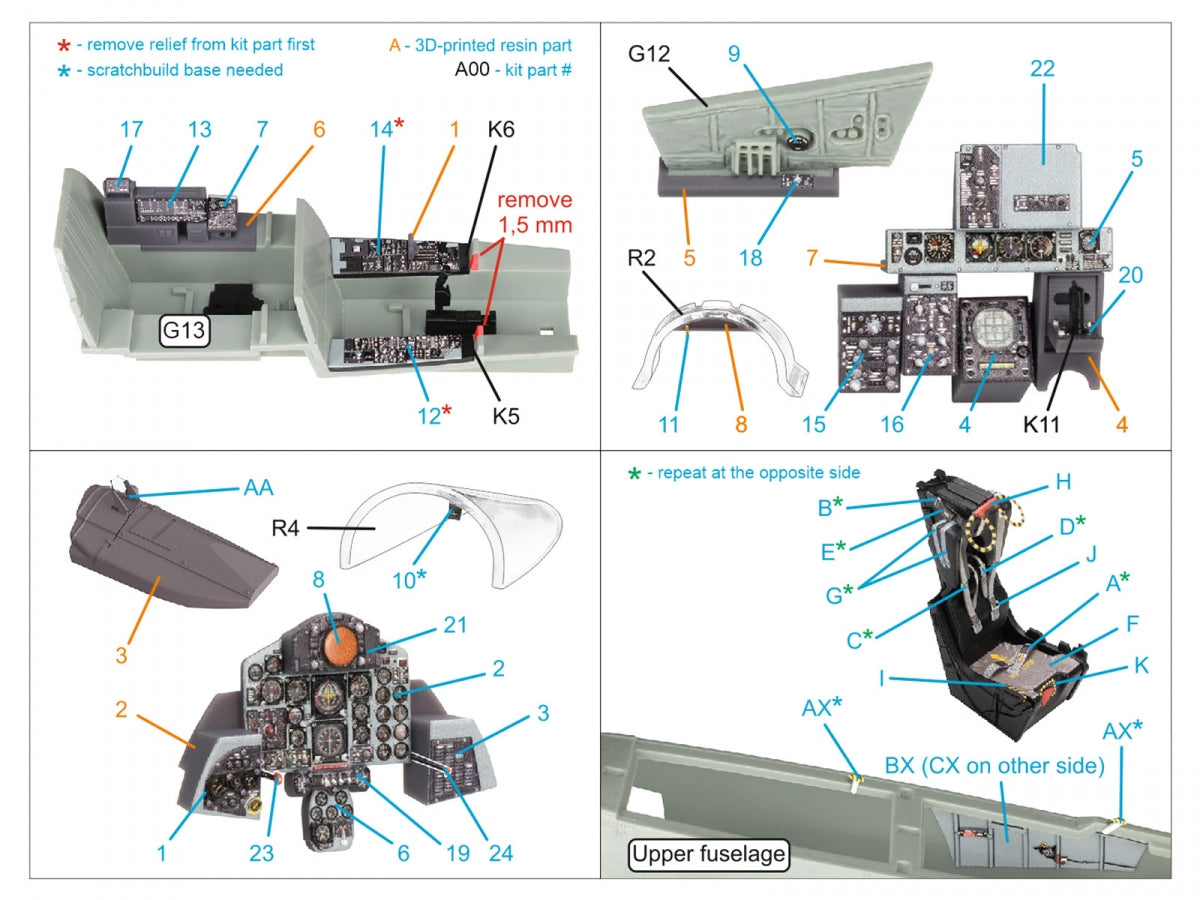 Quinta Studio QD+48485 F-4B Phantom II 3D-Printed &amp;amp; coloured Interior on decal paper (Academy) (with 3D-printed resin parts) 1/48 – Bild 3