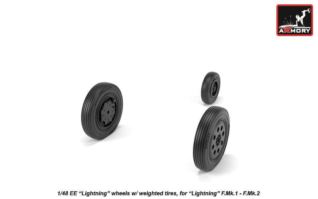 Armory Models AW48407 EE Lightning wheels w/ weighted tires, early 1/48 – imagen 4