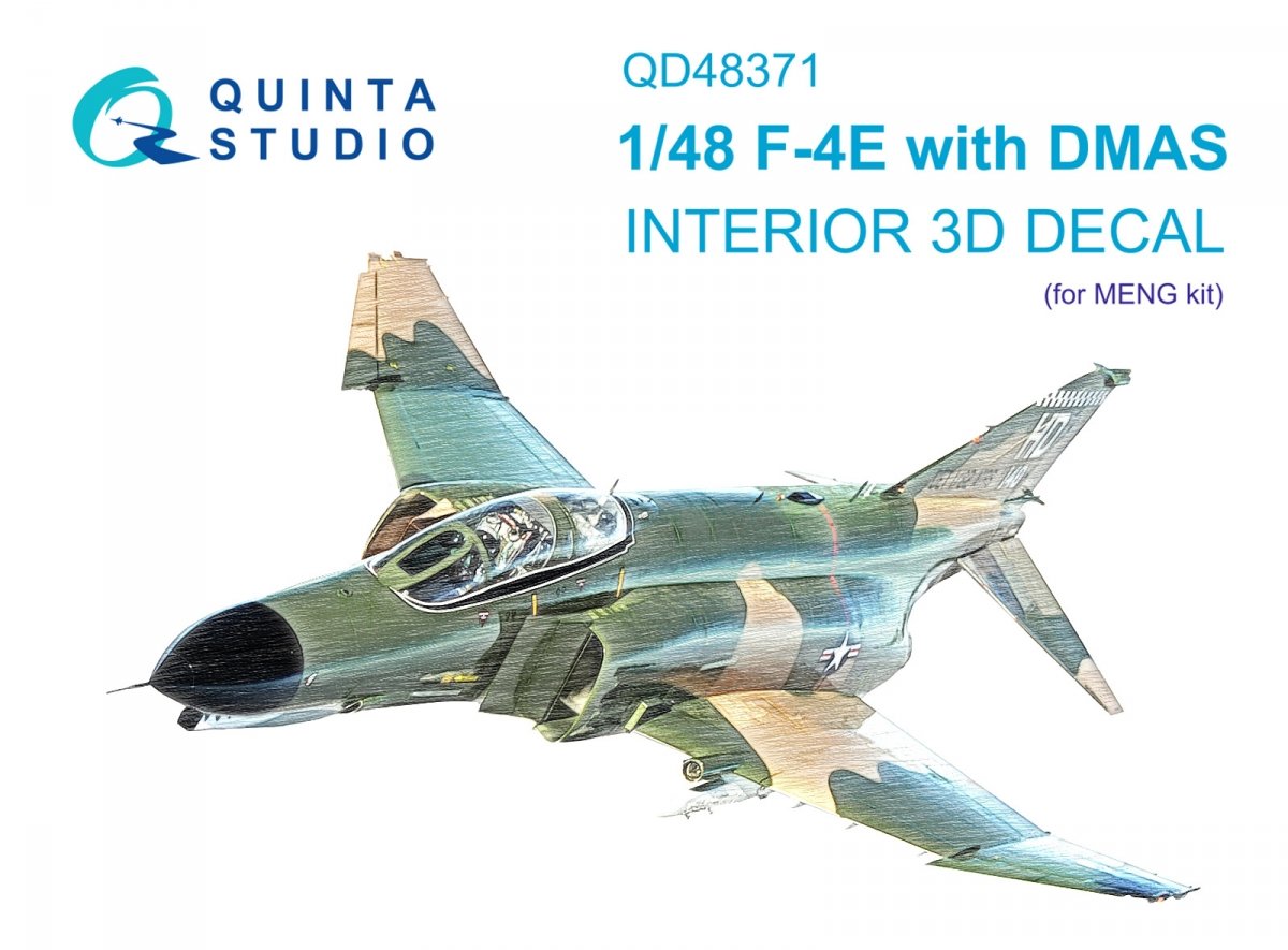 Quinta Studio QD48371 F-4E with DMAS 3D-Printed &amp;amp; coloured Interior on decal paper (Meng) 1/48