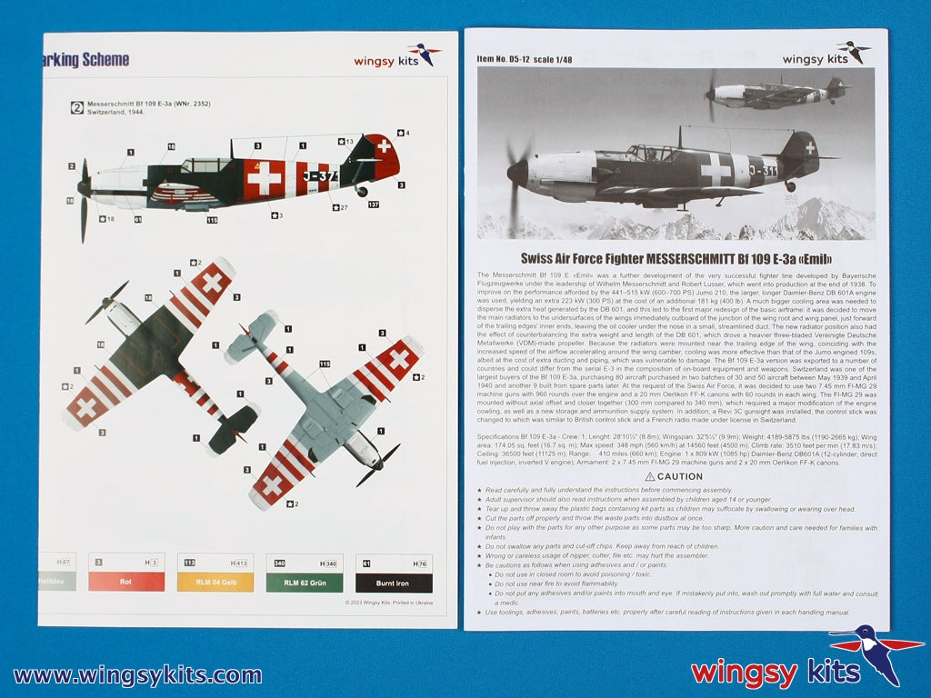 Wingsy Kits D5-12 Swiss Air Force Fighter MESSERSCHMITT Bf 109 E-3a 1/48 – zdjęcie 13