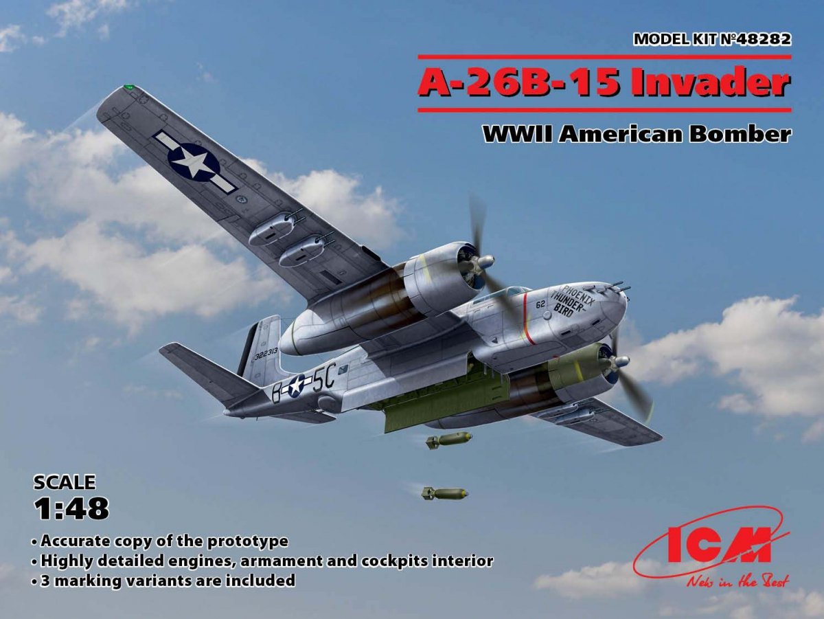 ICM 48282 A-26B-15 Invader, bombardier américain de la Seconde Guerre mondiale, échelle 1/48