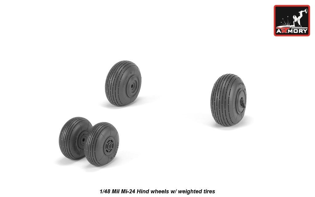 Armory Models AW48031 Mil Mi-24 Hind wheels w/ weighted tires 1/48 – zdjęcie 2