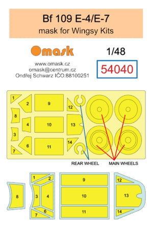 Omask 54040 Bf 109 E-4 / E-7 mask (for Wingsy Kits) 1/48 – imagen 2