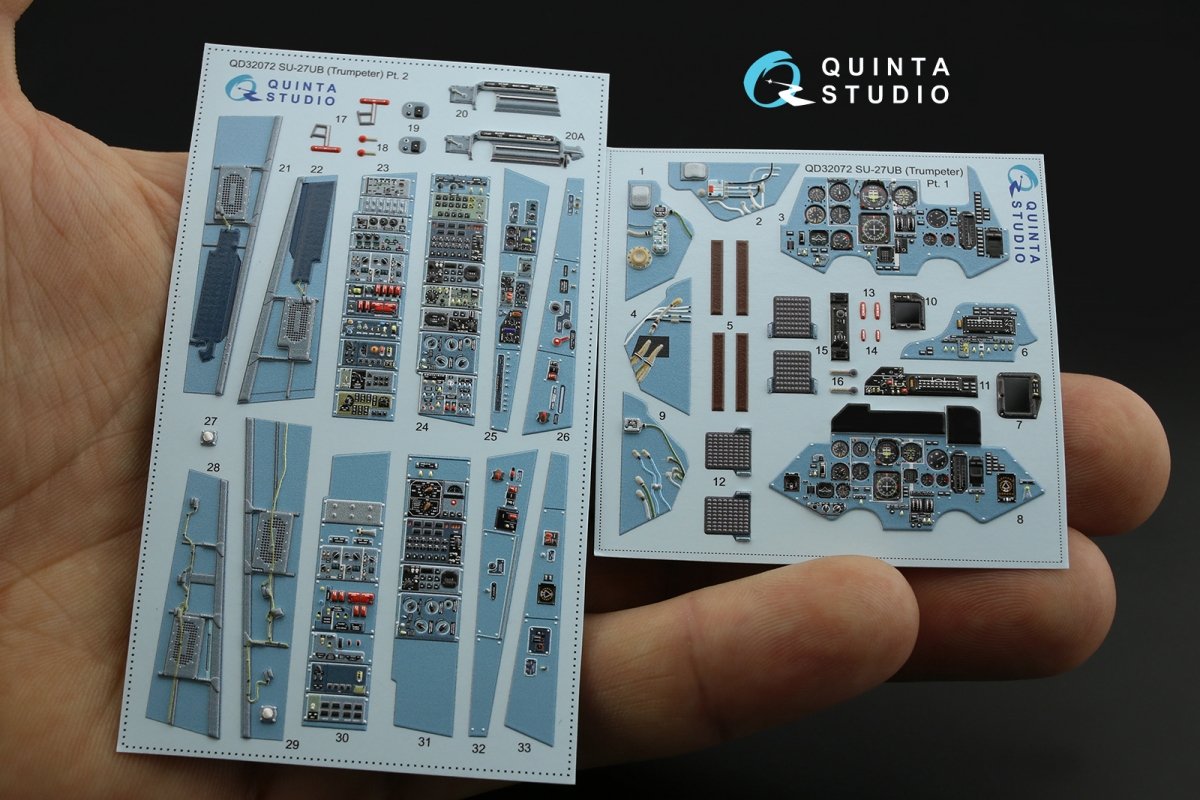 Quinta Studio QD32072 Su-27UB 3D-Printed &amp;amp; coloured Interior on decal paper (for Trumpeter kit) 1/32 – immagine 5
