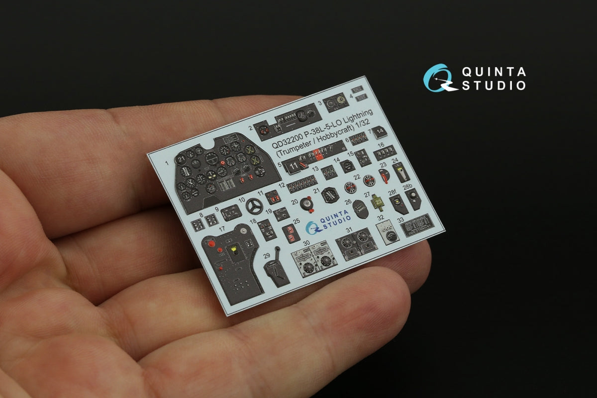 Quinta Studio QD32200 P-38L-5-LO Lightning 3D-Printed &amp;amp; coloured Interior on decal paper (Trumpeter/Hobbycraft) 1/32 – immagine 11