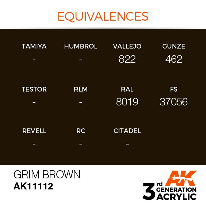 AK Interactive AK11112 GRIM BROWN – STANDARD 17ml – imagen 2
