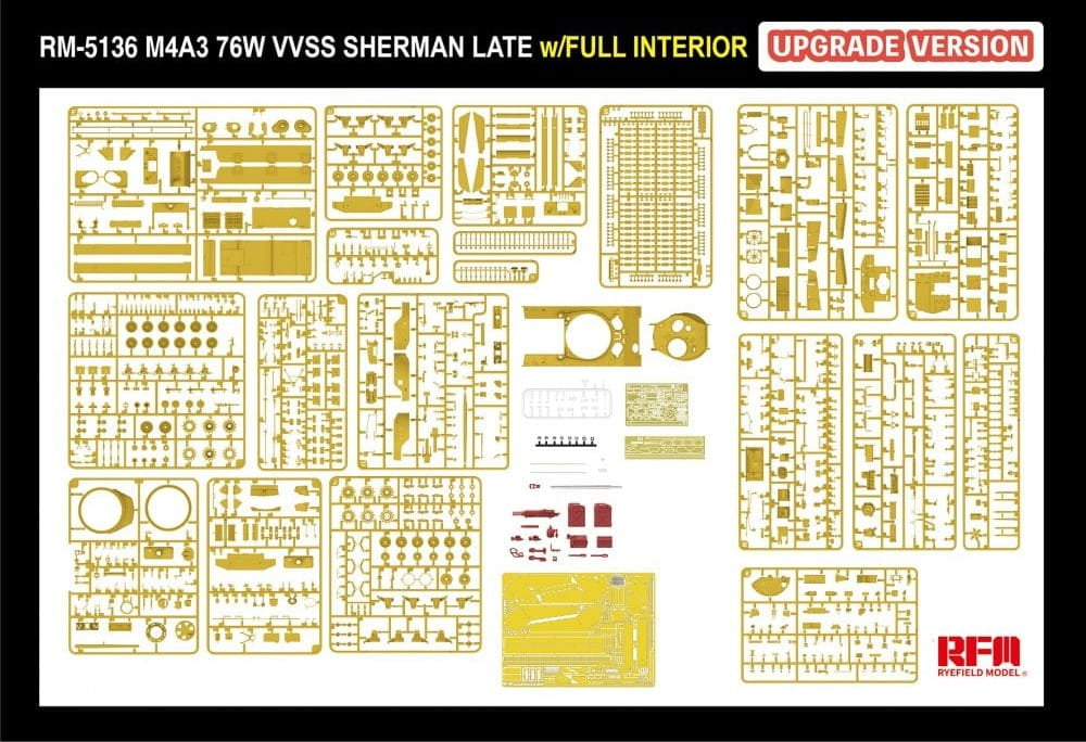 Rye Field Model 5136 M4A3 76W VVSS Sherman Late Upgrade Version Full Interior 1/35 – imagen 9