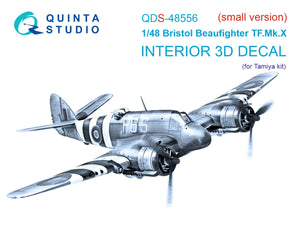 Intérieur imprimé en 3D et coloré sur papier décalcomanie Quinta Studio QDS-48556 Bristol Beaufighter TF.Mk.X (Tamiya, petite version) 1/48
