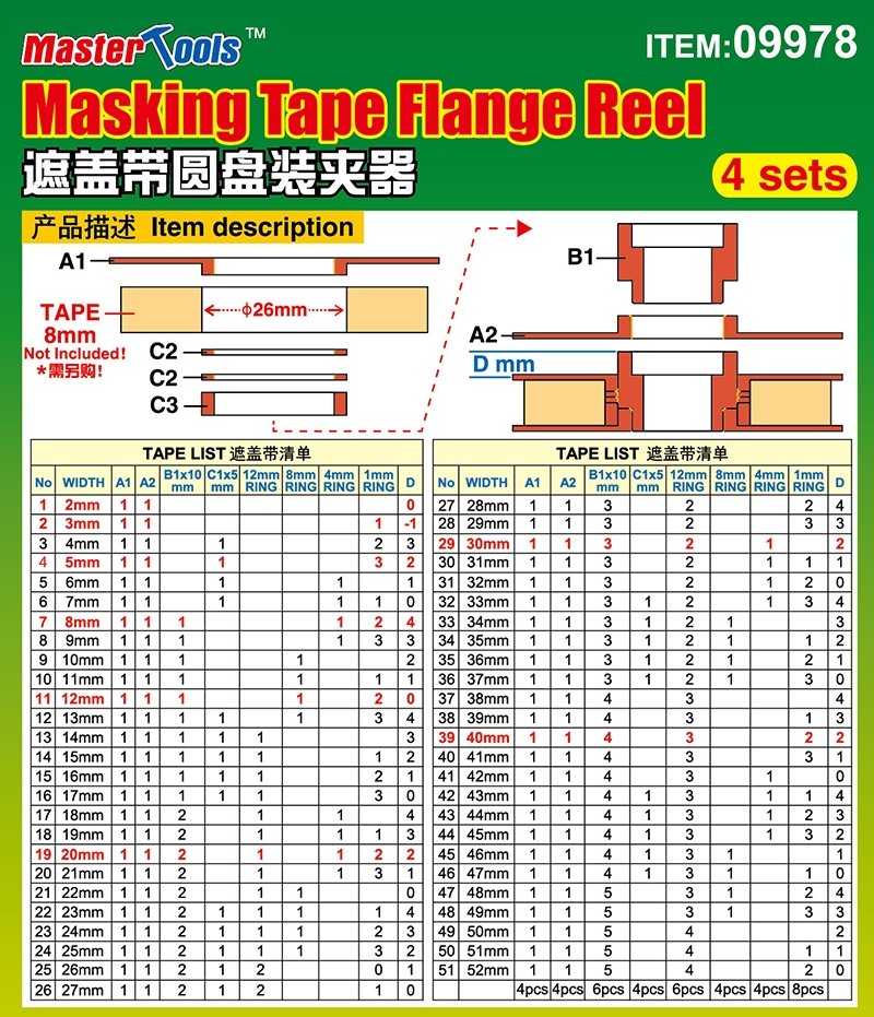 Trumpeter 09978 Masking Tape Flauge Reel - 4 sets – imagen 4