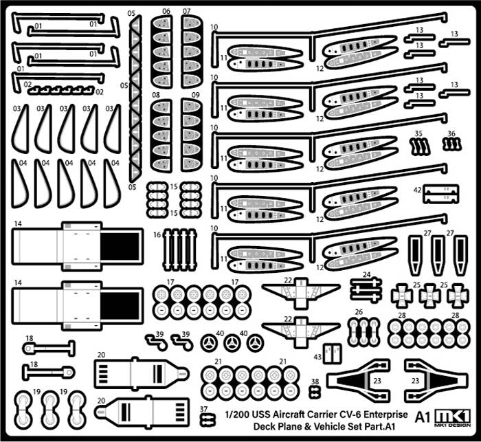 MK1 Design MS-20018 WW II USS DECK PLANE SET for CV-6 Enterprise 1/200 – Bild 3