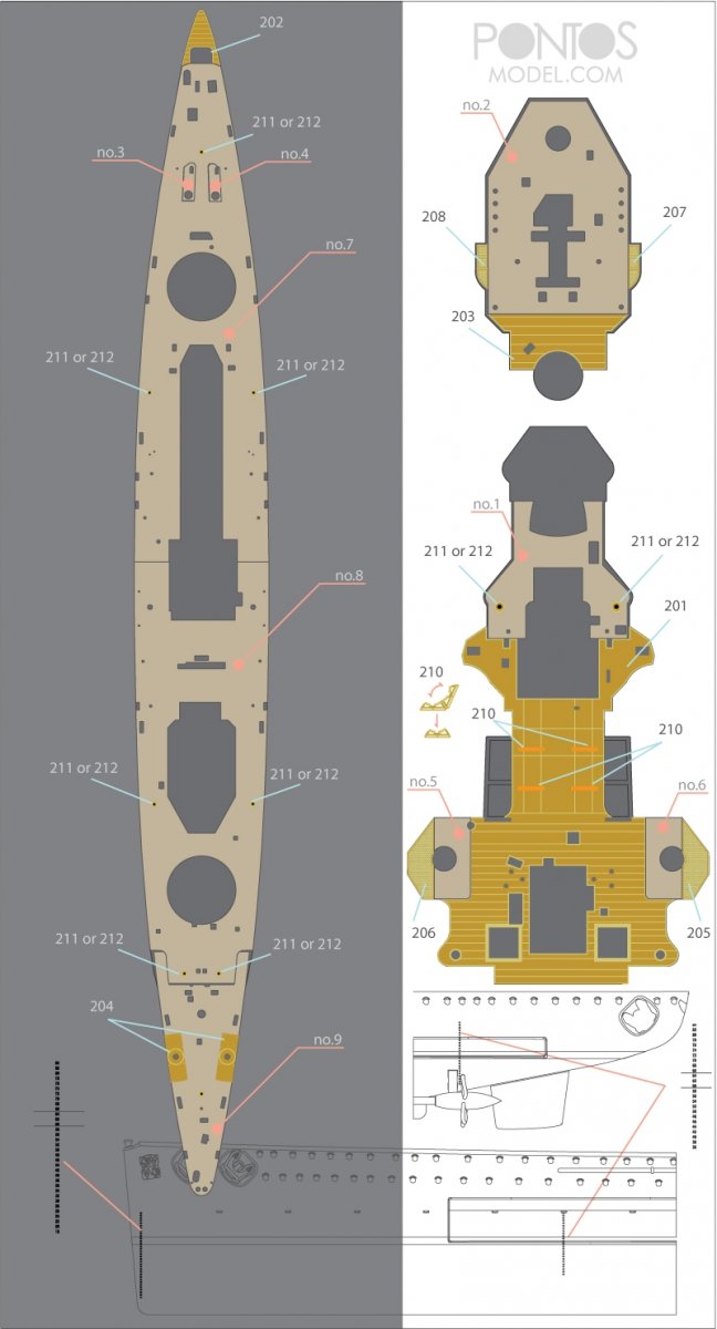 Pontos 35019WD1 DKM Admiral Graf Spee Jeu de pont en bois (1/350) – image 4