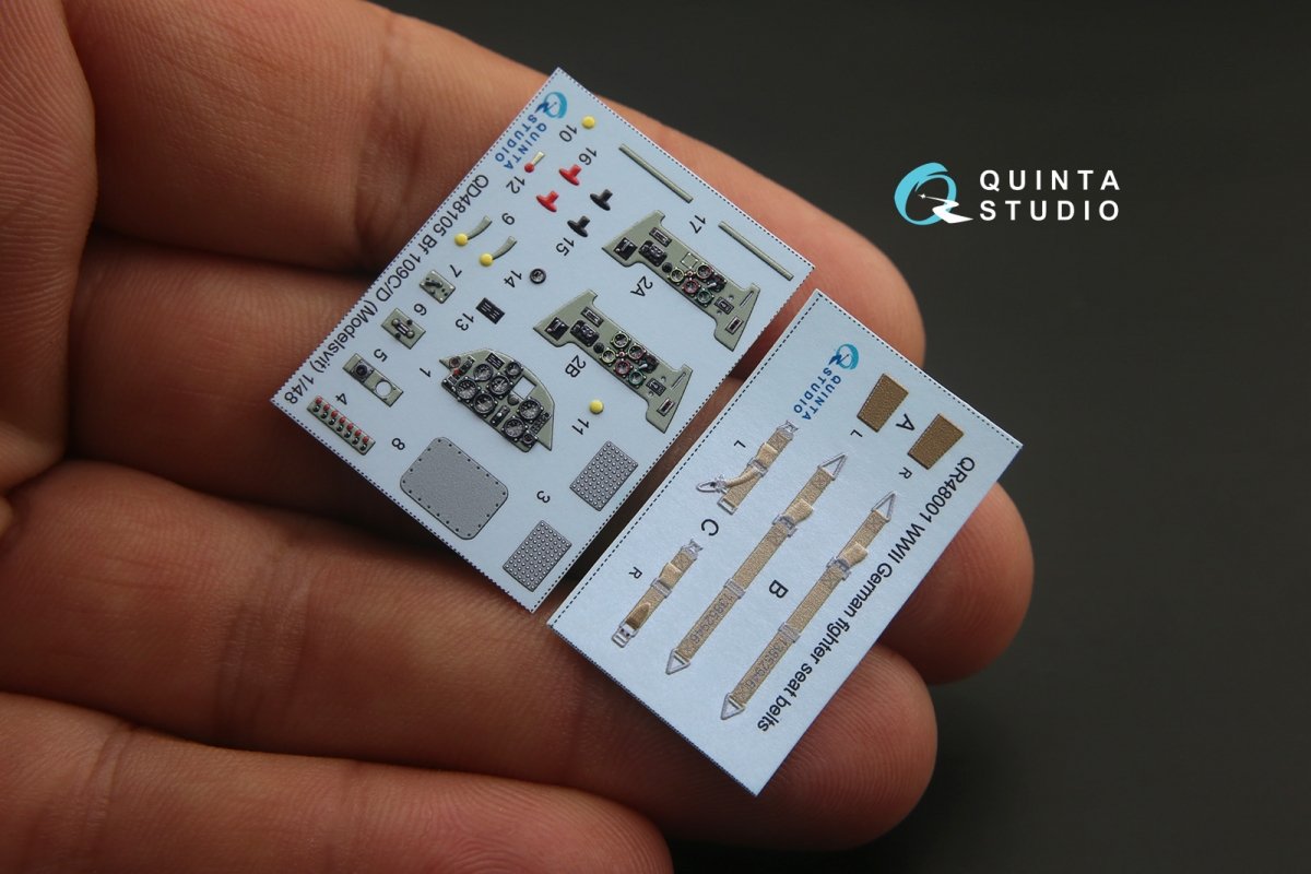 Quinta Studio QD48105 Bf 109C/D 3D-Printed &amp;amp; coloured Interior on decal paper (for Modelsvit kit) 1/48 – immagine 3