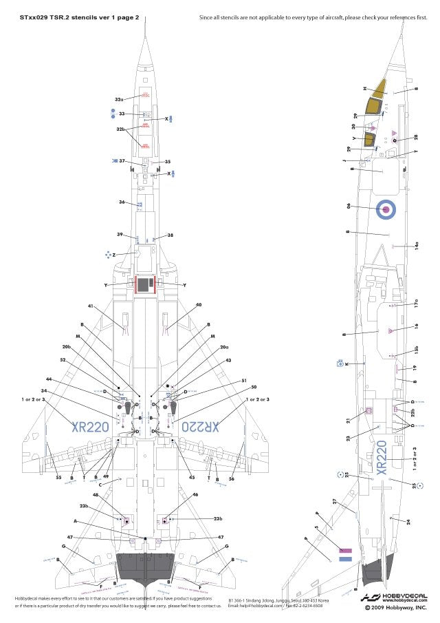 HobbyDecal ST48029V1 BAC TSR.2 Stencils ver 1 1/48 – Bild 3