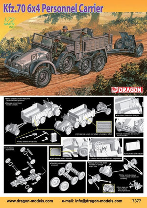 Dragon 7377 Kfz.70 6x4 Personnel Carrier + 3.7cm PaK 35/36 1/72 – imagen 2