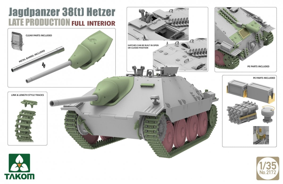 Takom 2172 Jagdpanzer 38(t) Hetzer Late Production Full Interior 1/35 – imagen 3