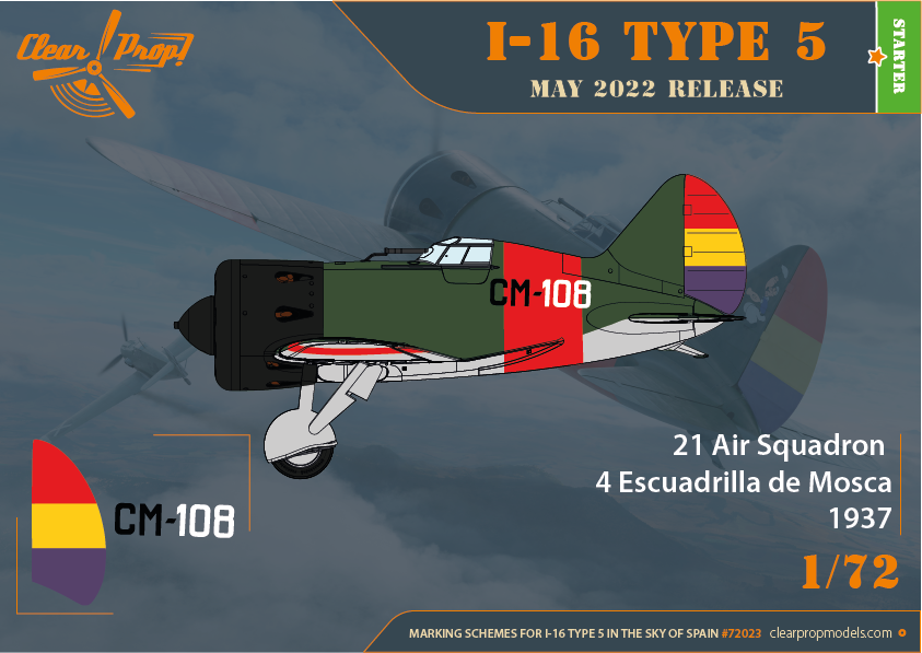 Clear Prop! CP72023 I-16 Type 5 In the sky of Spain STARTER KIT 1/72 – zdjęcie 9
