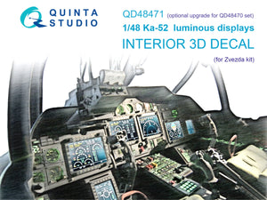 Quinta Studio QD48471 Ka-52 luminous displays for QD48470/QDS-48470 sets (Zvezda) 1/48