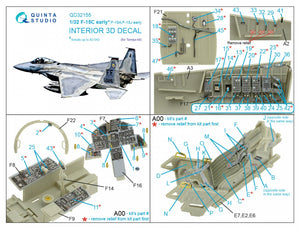 Quinta Studio QD32155 F-15C Early/F-15A/F-15J early 3D-Printed &amp;amp; coloured Interior on decal paper (Tamiya) 1/32 – imagen 9