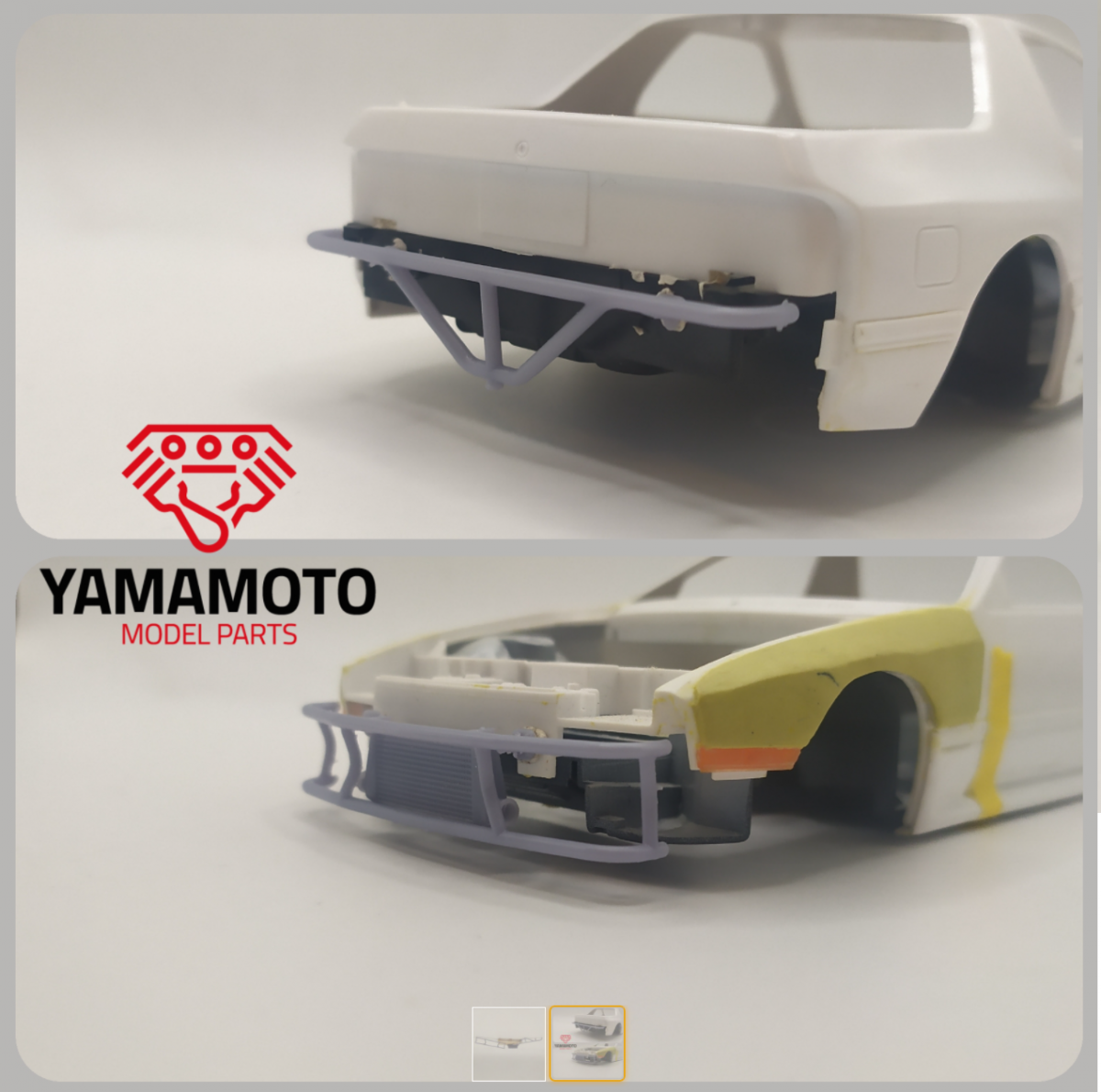 Yamamoto Model Parts YMPTUN41 Bash Bar set Mazda RX-7 FC3S + intercooler 1/24 – zdjęcie 2