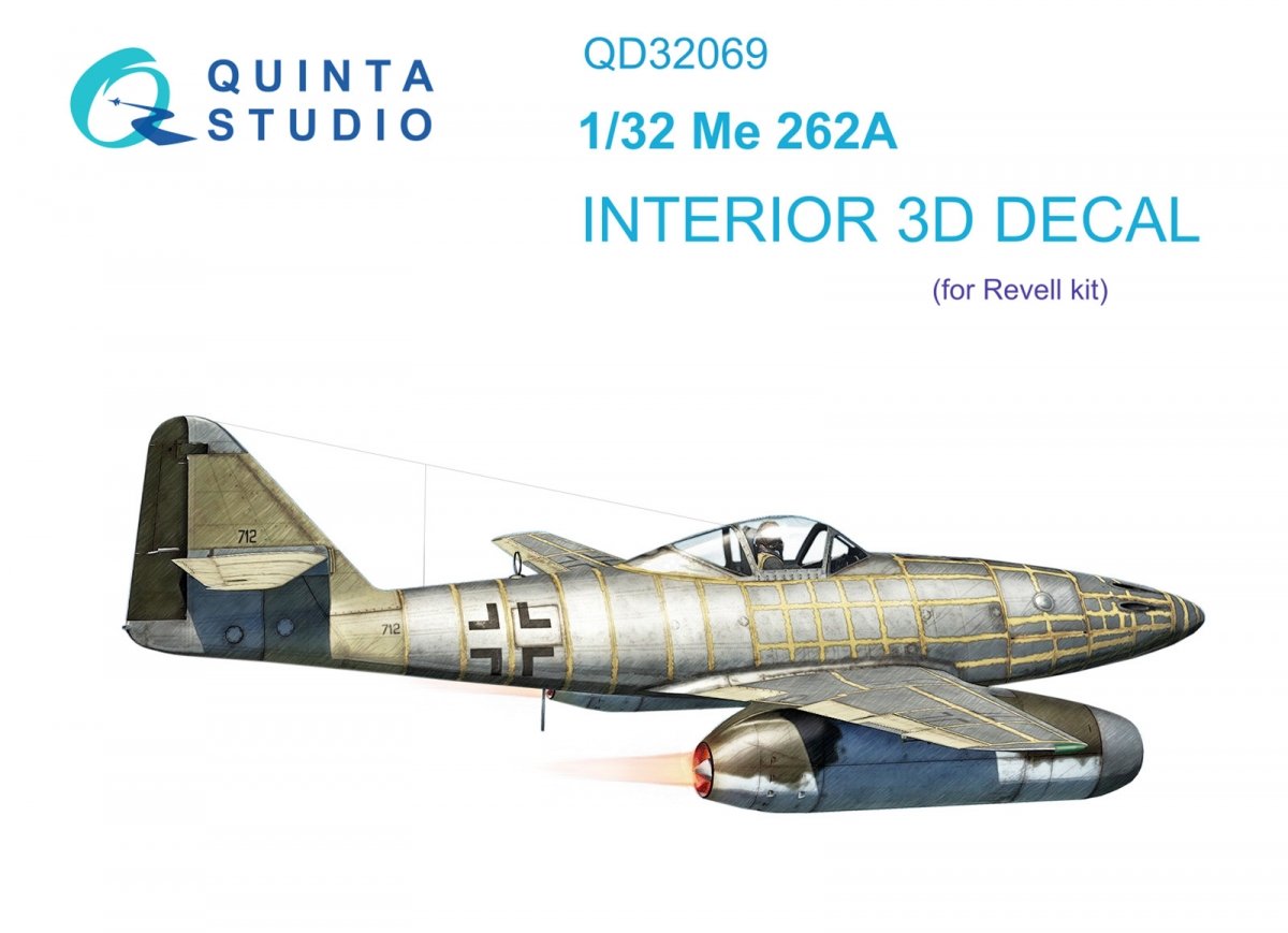 Quinta Studio QD32069 Me 262A 3D-Printed & coloured Interior on decal paper (Revell) 1/32
