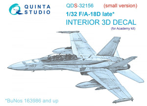 Quinta Studio QDS-32156 F/A-18D late 3D-Printed &amp;amp; coloured Interior on decal paper (Academy) (Small version) 1/32