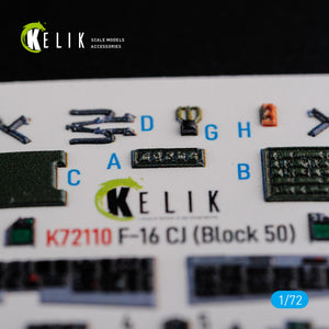 Décalcomanies 3D intérieures KELIK K72110 F-16 CJ (Block 50) pour maquette Tamiya au 1/72 – image 4