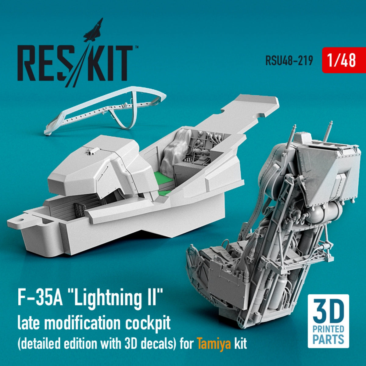 RESKIT RSU48-0219 F-35A &amp;quot;LIGHTNING II&amp;quot; COCKPIT (DETAILED EDITION WITH 3D DECALS) FOR TAMIYA KIT (3D PRINTED) 1/48 – image 2