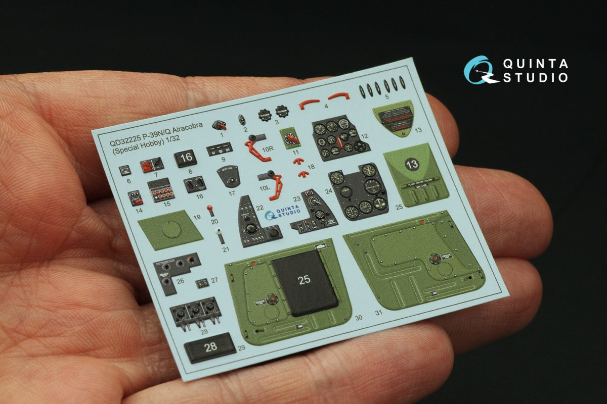 Quinta Studio QD32225 P-39N/Q Airacobra interior 3D-Printed coloured Interior on decal paper (Special Hobby) 1/32 – imagen 3
