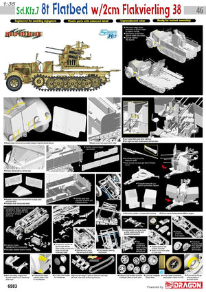 Cyber ​​​​Hobby 6583 Sd.Kfz.7 8t Halftrack Flatbed avec 2cm Flak 38 (1/35)
