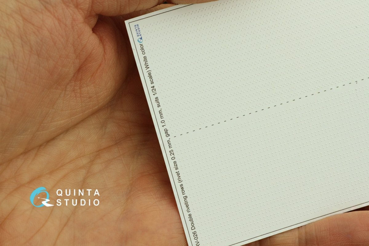 Quinta Studio QRV-026 Double riveting rows (rivet size 0.25 mm, gap 1.0 mm, suits 1/24 scale), White color, total length 5,8 m/19 ft – imagen 3