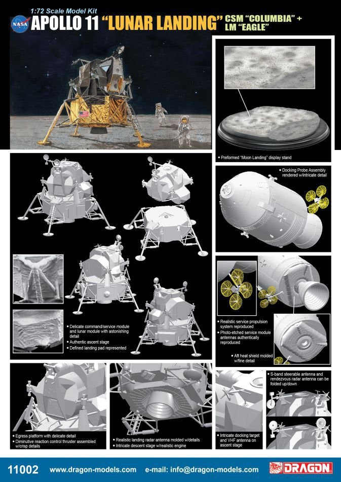 Dragon 11002 Apollo 11 "Lunar Landing" - CSM "Columbia" + LM "Eagle" 1/72