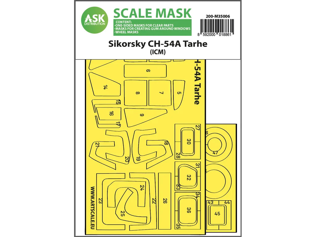 Art Scale Kit M35006 Sikorsky CH-54A Tarhe One-Sided Express Fit Mask for ICM 1/35