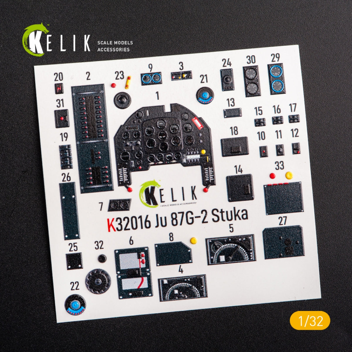 KELIK K32016 JUNKERS JU 87 D/G STUKA - INTERIOR 3D DECAL FOR TRUMPETER KIT 1/32 – imagen 3